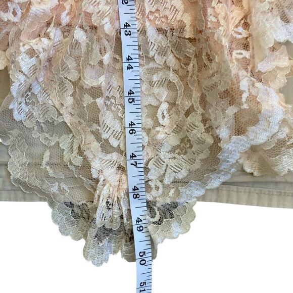 JCPenney Vintage 80s Lace Slip Dress Drop Waist Bias Cut Handkerchief Hem Peach - Picture 11 of 16